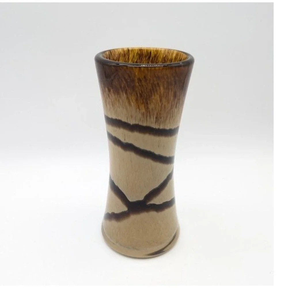 Artisan Hand Blown Cased Art Glass Vase 6.5